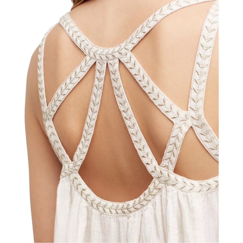 Anthropologie Vanessa Virginia Cutwork Fairy Ivory Gauze Flowy Tank Top 6/Small - Picture 11 of 12